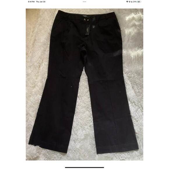 Talbots Woman 16 W Black Pants Wide Leg Opening NEW WITH TAGS MSRP $79 - Picture 1 of 6